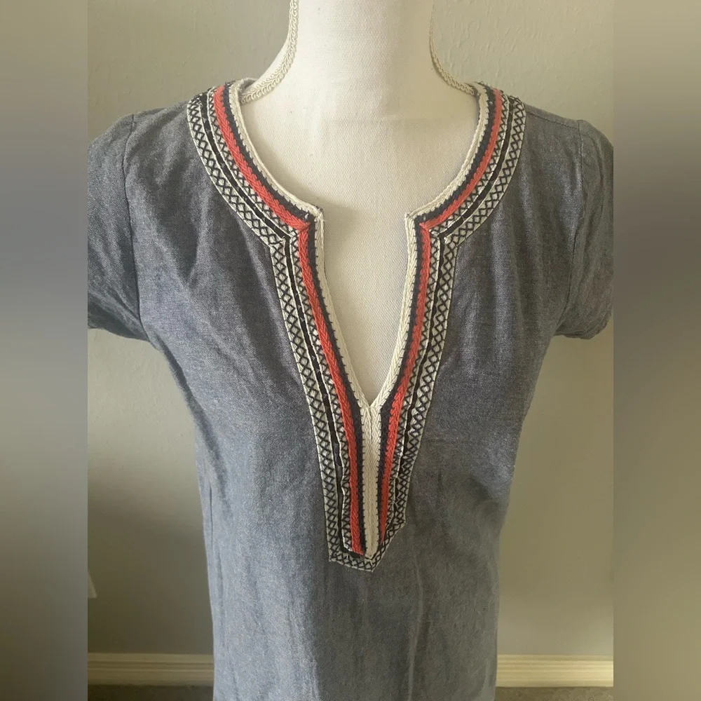 Mud Pie Blue and White Embellished Tunic Dress - Picture 2 of 4